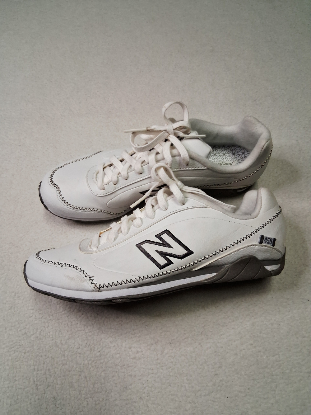 New Balance White Sneakers with Black 'N' Logo